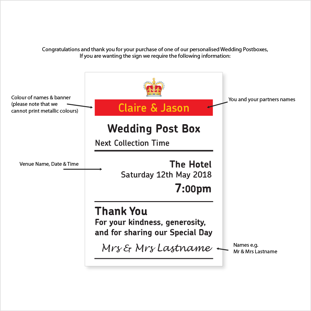 Wedding Postbox Sign 360 Lasers